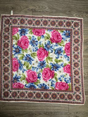 Vintage Silk Scarf Floral Roses